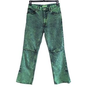 JieDa Jeans Slit Denim Pants Chemical Mint Green Made in Japan Size 1